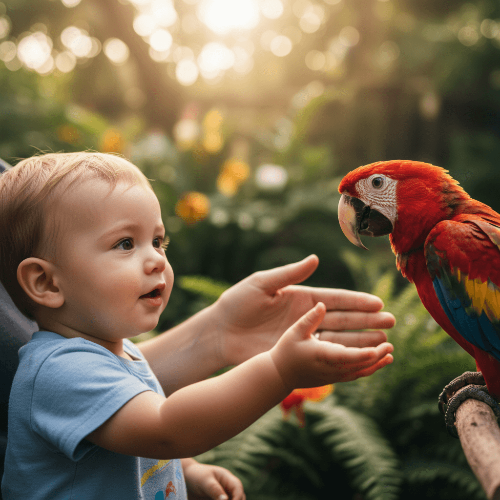 Child pointing at wildlife during outdoor session